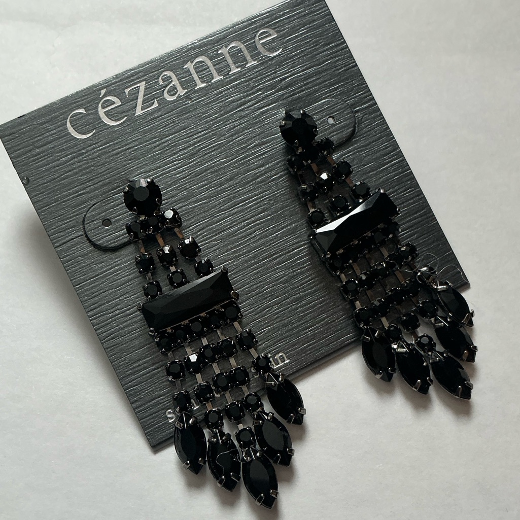 Cezanne Sparkling Black Chandelier Rhinestone Statement Dangle Drop Earrings-Nwt 18$